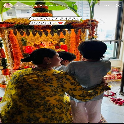 Kareena Kapoor Khan drops pictures of celebrating Ganesh Chaturthi with kids Taimur and Jeh